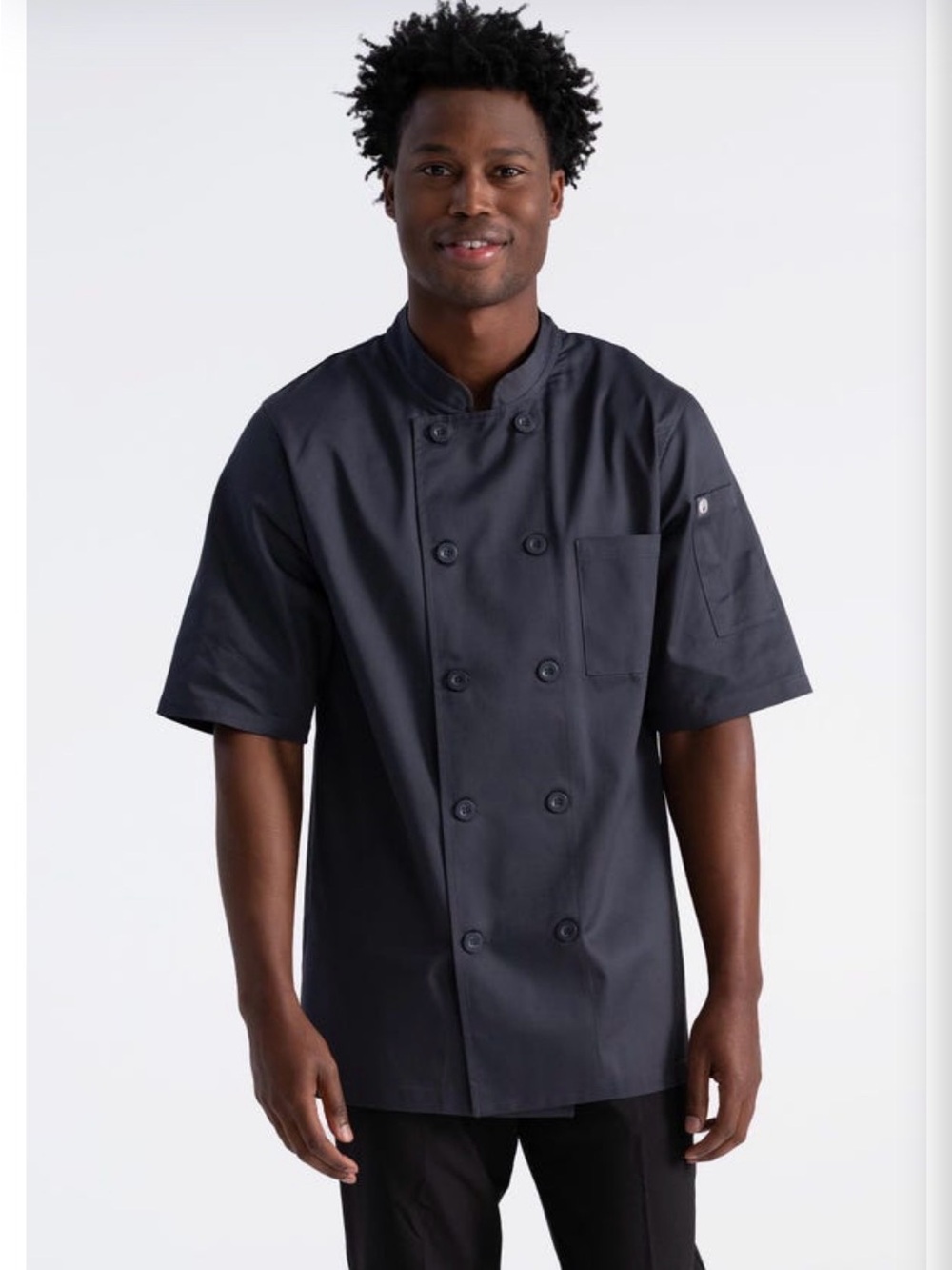 Men's Short-Sleeve Chef Jacket in Charcoal by Chefwear.